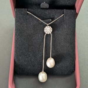NWOT -16" 925 Silver Pearl CZ Necklace